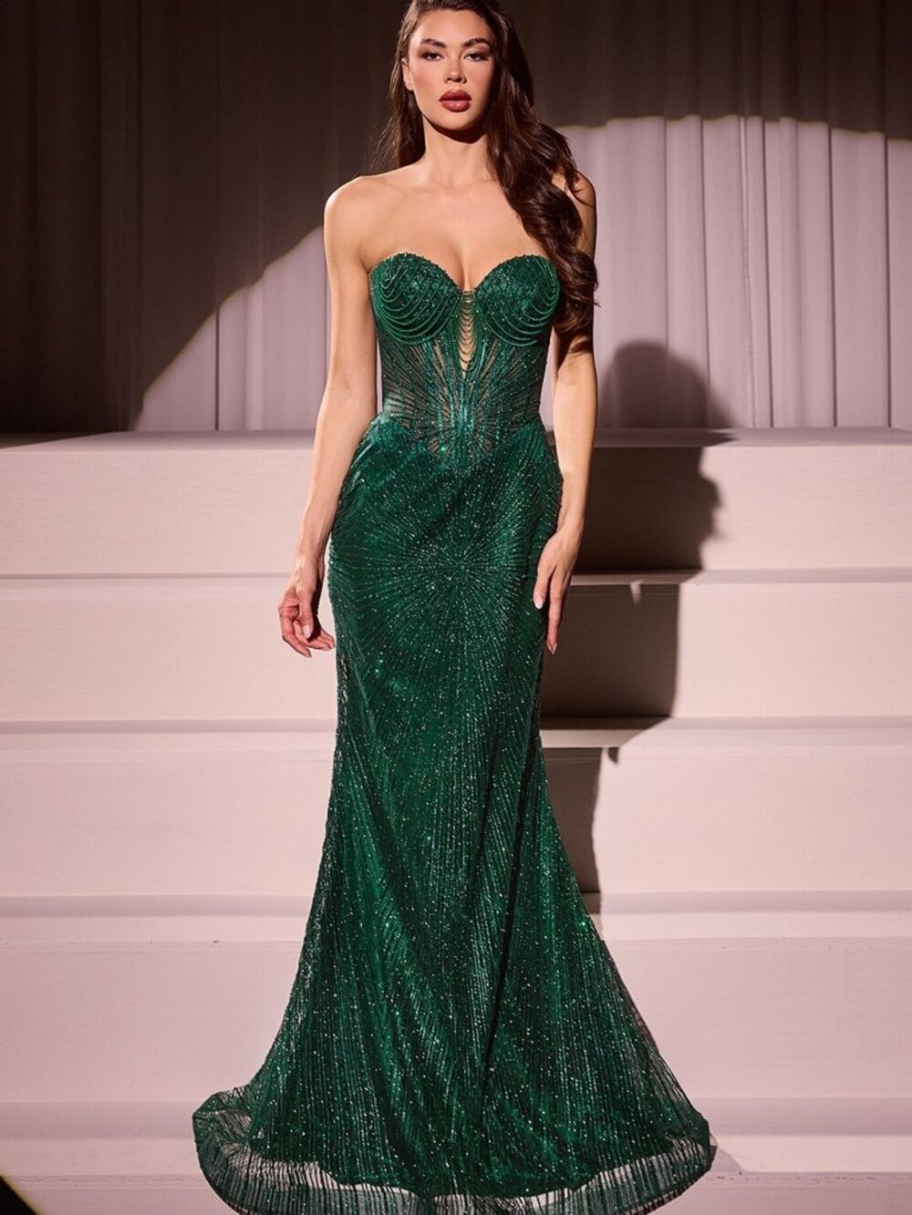 NEW EMERALD Evening Gown Floor Length Formal Elegant Stunning J871